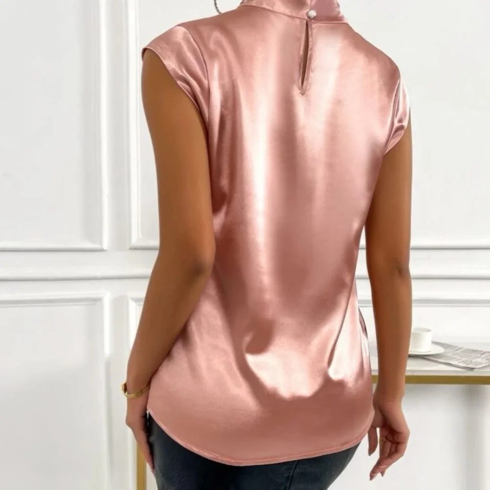 Mock neck  satin blouse - Picture 3 of 6